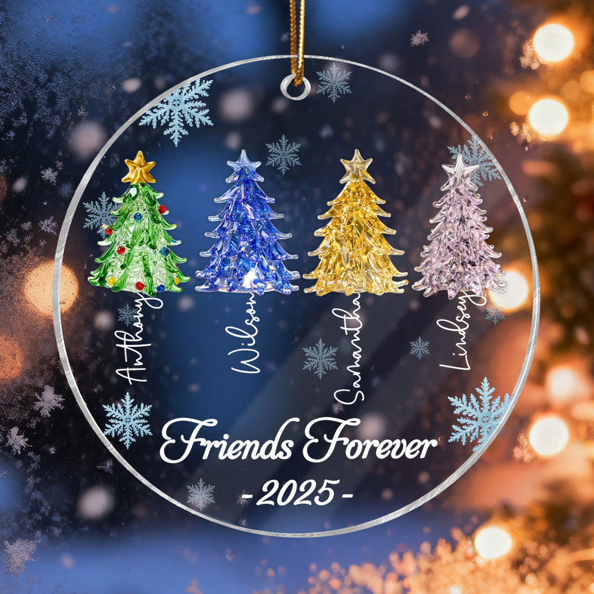 3D Crystal Effect Christmas Trees Best Friends Forever - Personalized Acrylic Ornament - Gift For Besties