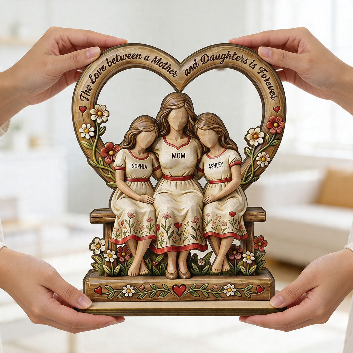 Rooted in Love Mother Daughters - Personalized 2-Layered Wooden Plaque - Gift For Mom