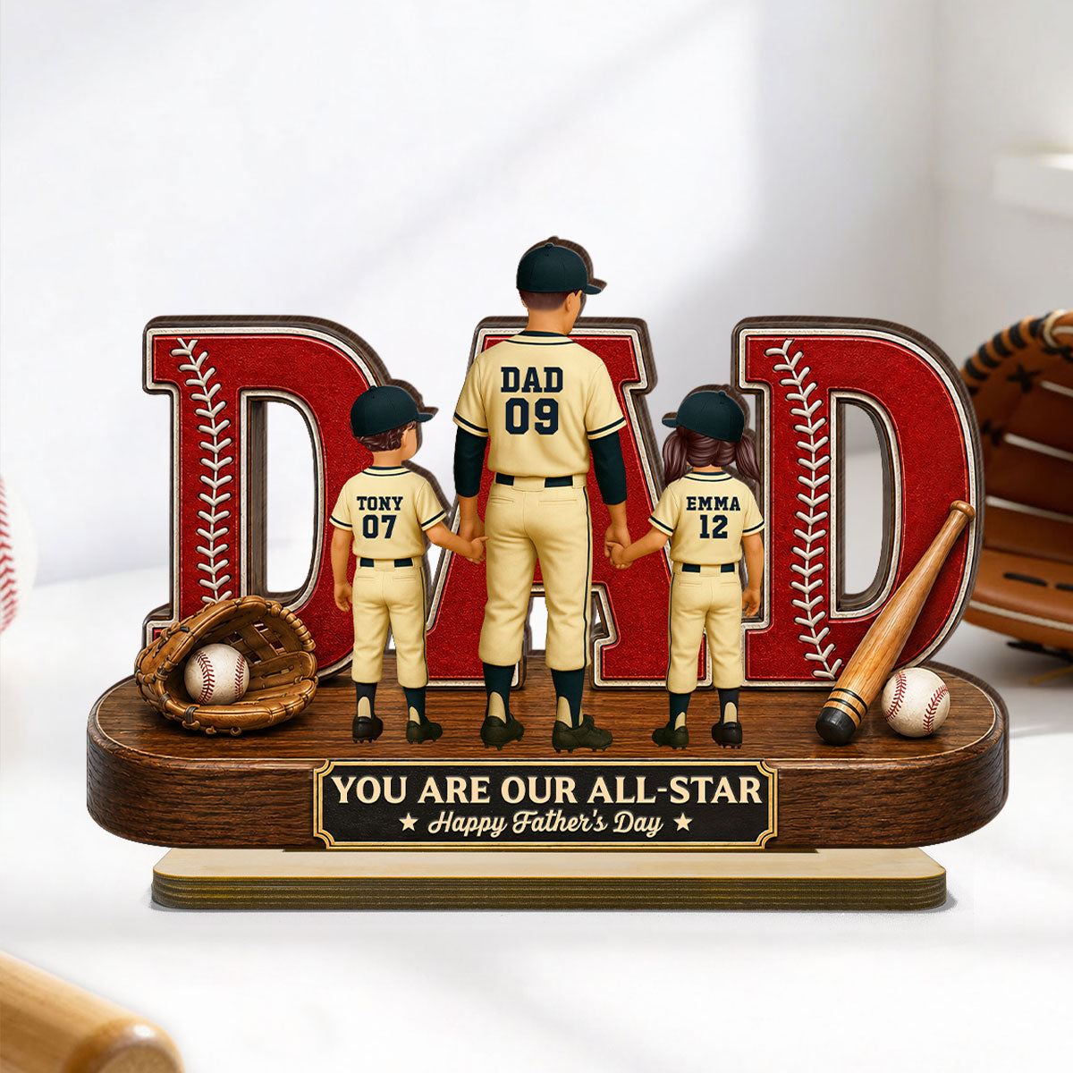 Baseball Dad Legend We Caught The Best Dad - Personalized 2-Layered Wooden Plaque -  Gift For Dad