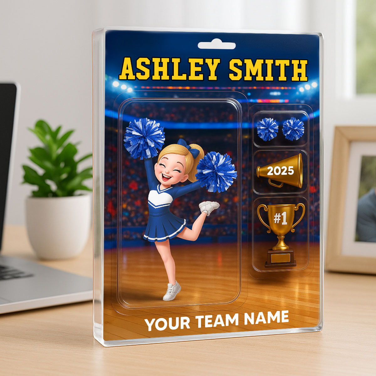 3D Effect Cheerleader Custom Figure Style Christmas - Personalized Acrylic Block Plaque - Christmas Gift For Cheerleaders