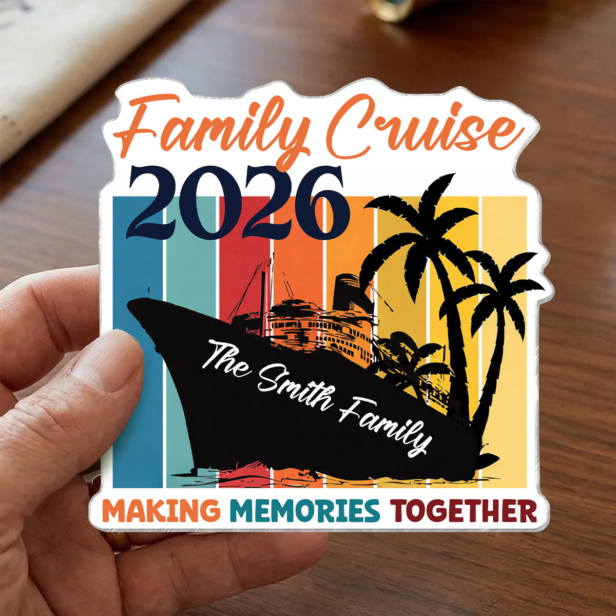 Family Retro Cruise Making Memories Together - Personalized Cruise Ship Door Magnet - Summer Cruise Ship Door Decorations