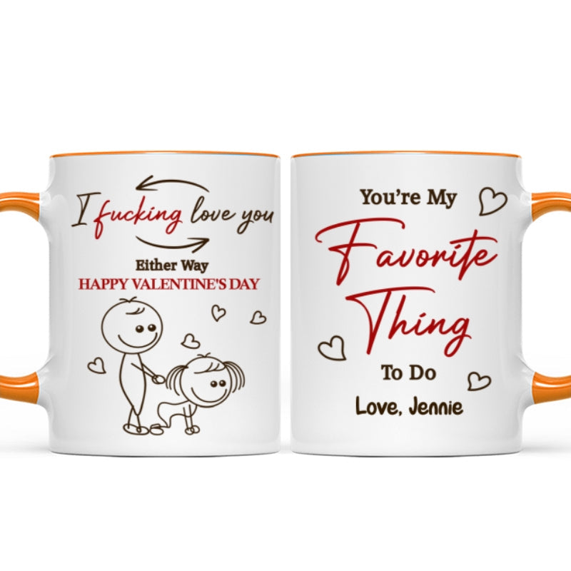 I Fcking Love You Funny Inappropriate Stick Couple - Personalized Mug - Valentine's Day Gift For Him, For Her