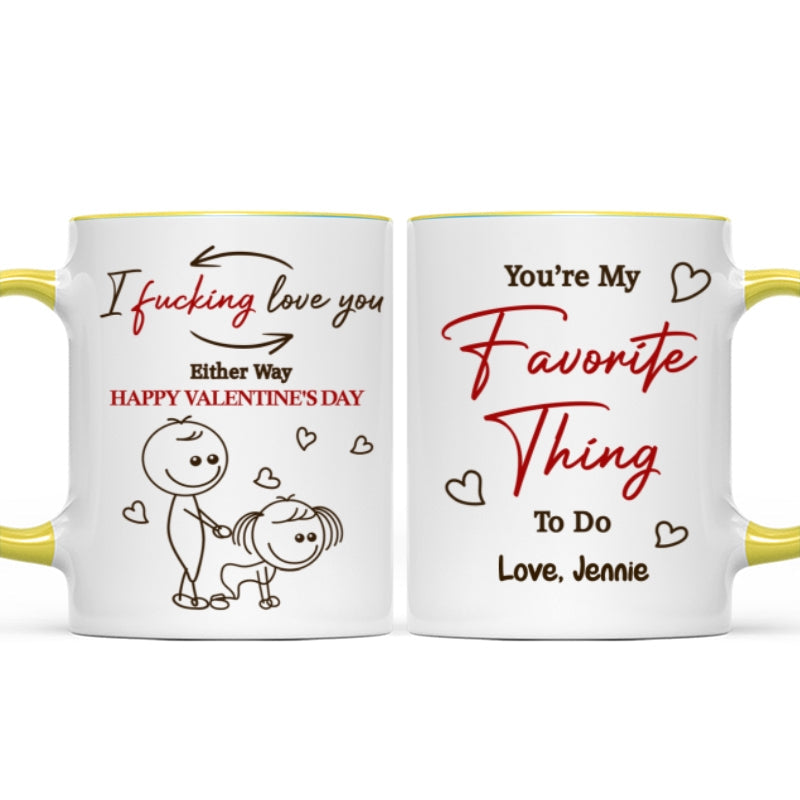 I Fcking Love You Funny Inappropriate Stick Couple - Personalized Mug - Valentine's Day Gift For Him, For Her