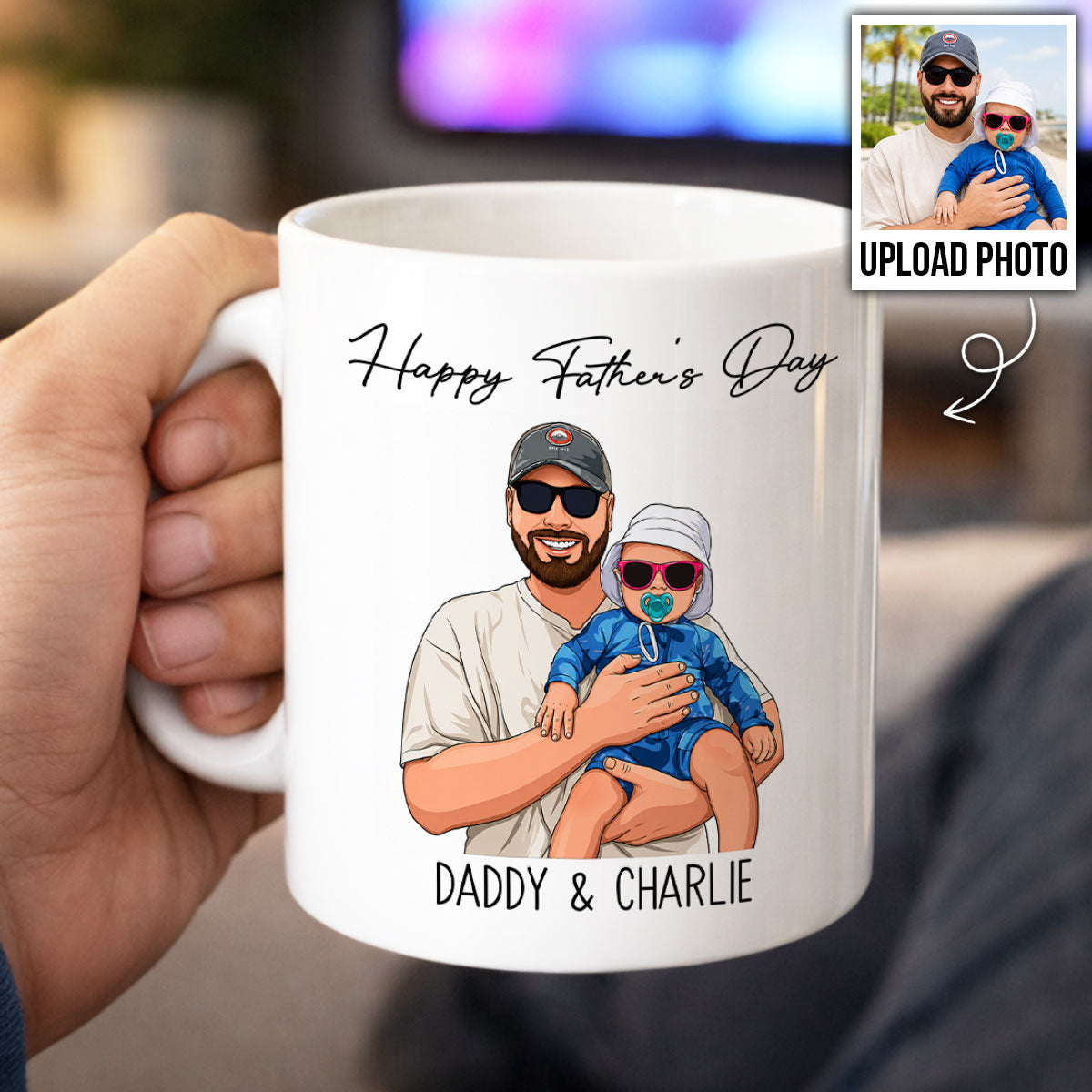 Portrait Color Drawing Style Best Dad Ever - Personalized Mug - Father's Day Gift For Dad, Husband