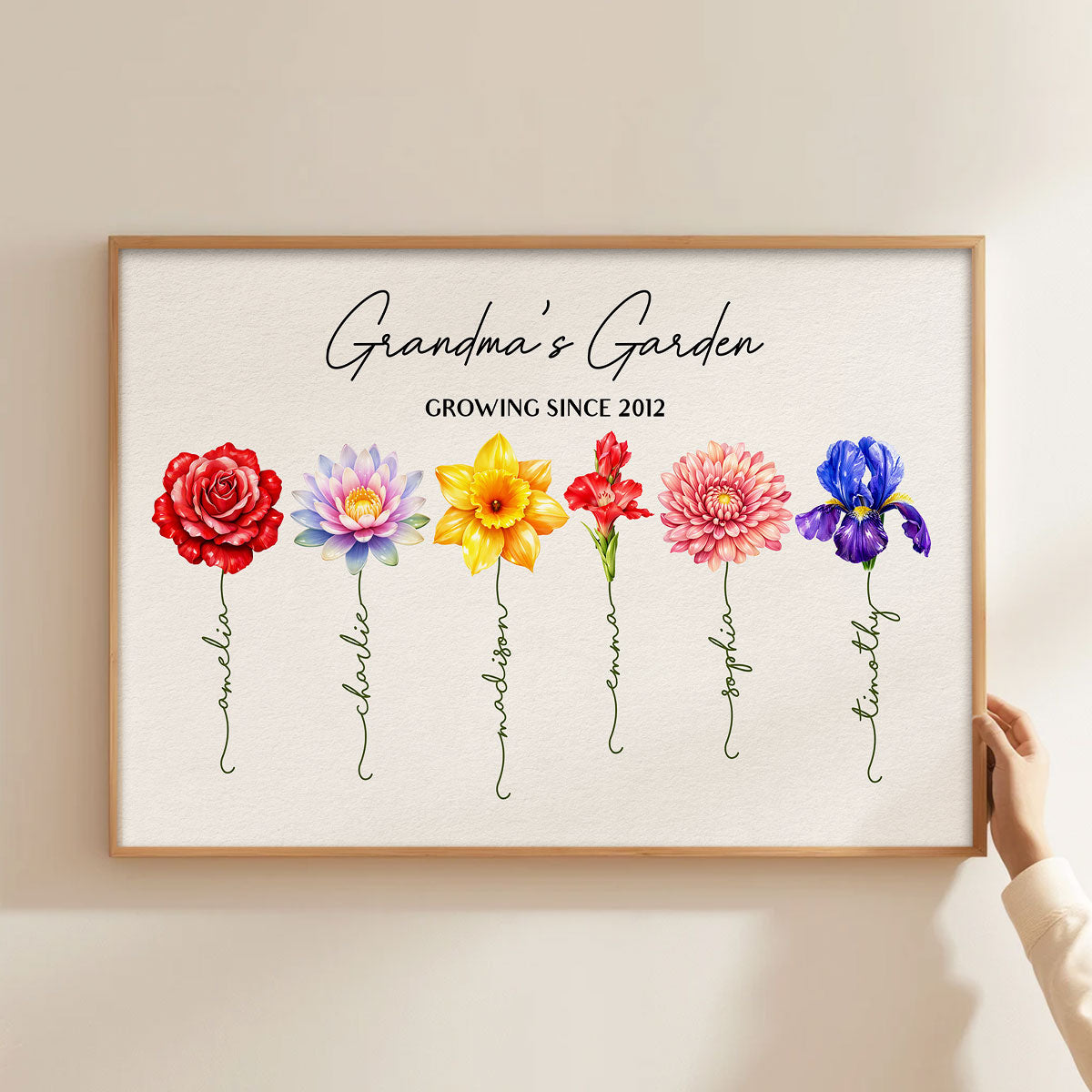 Grandma Garden Custom Birth Month Flower - Personalized Poster - Sentimental Gift for Grandma