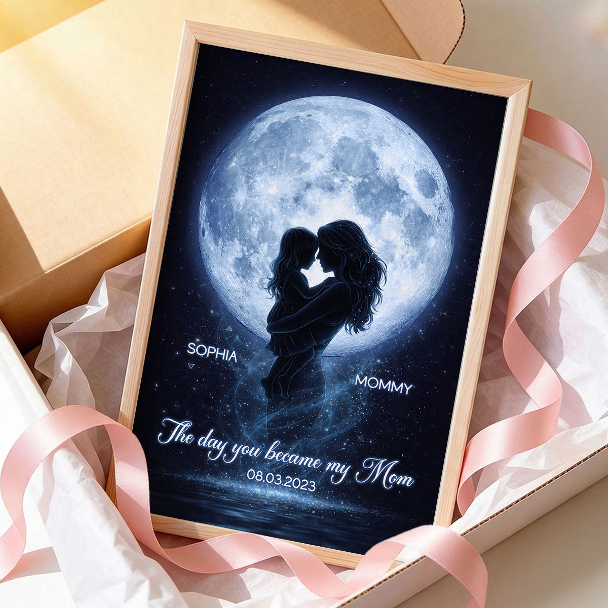 The Day You Became My Mom Moon Phase - Personalized Poster - Heartfelt Gift For Mom