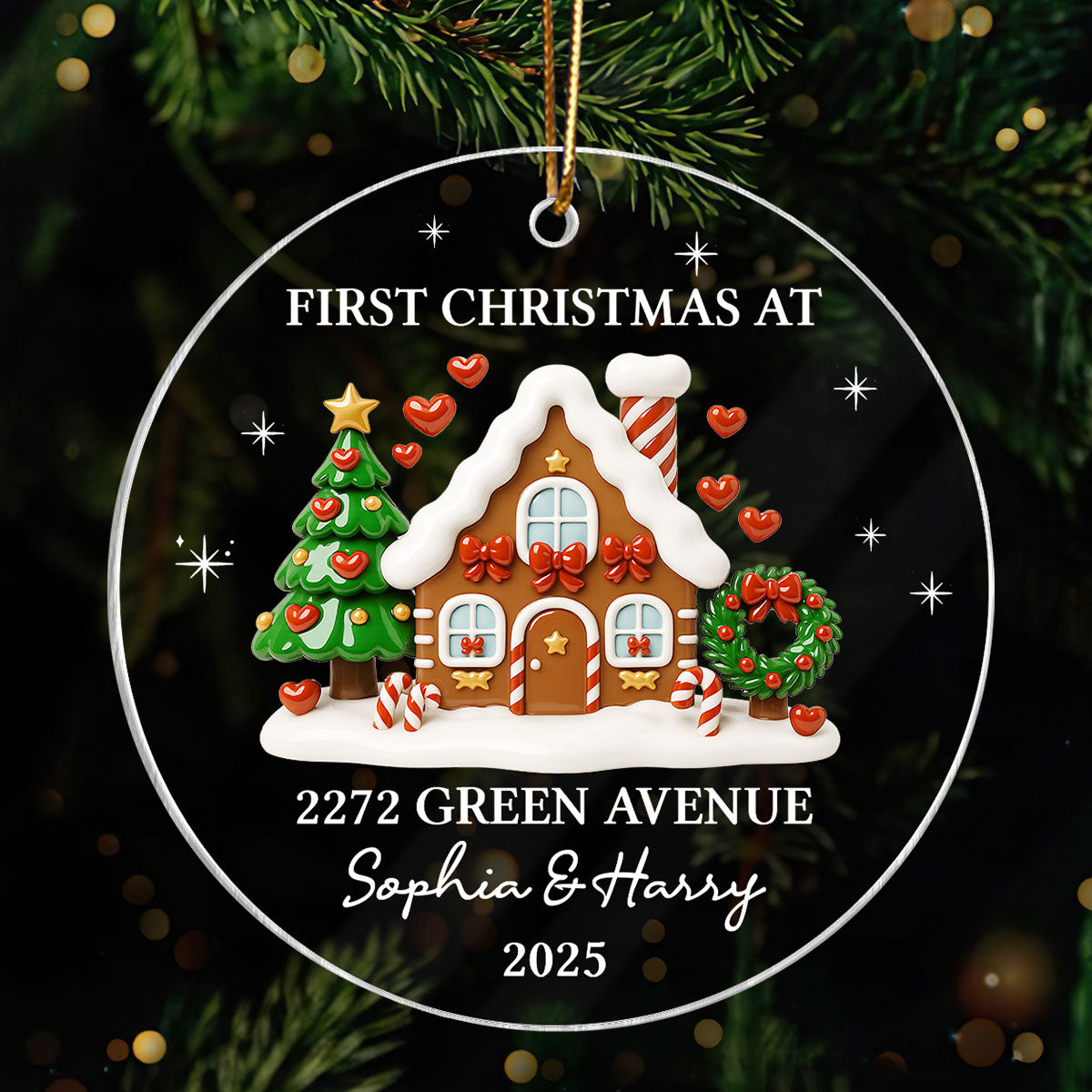 First Christmas New Home 3D Effect Gingerbread House - Personalized Acrylic Ornament