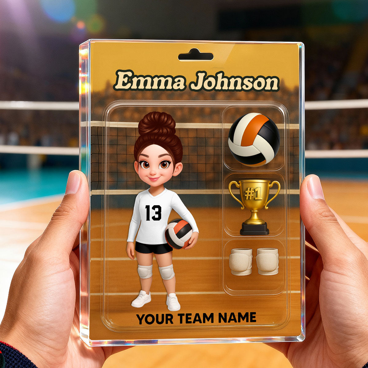 3D Effect Volleyball Player Custom Figure Style - Personalized Acrylic Block Plaque - Christmas Gift For Volleyball Players