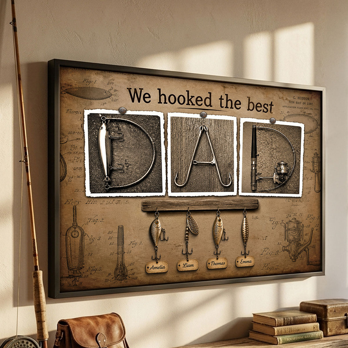 We Hooked the Best Fishing Dad - Personalized Poster - Father's Day Gift for Dad, Husband