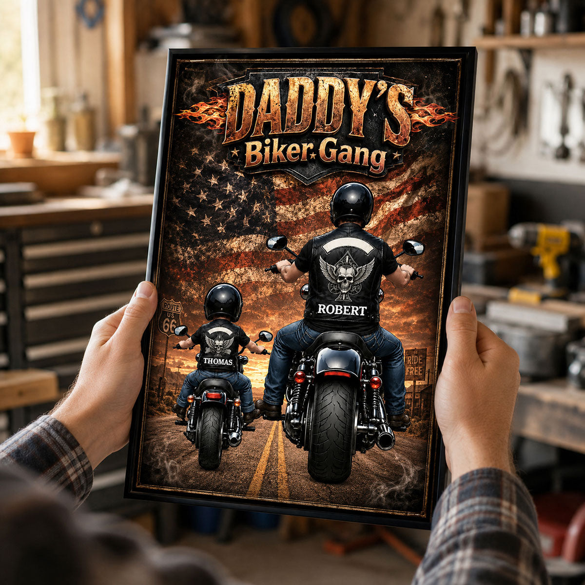 Daddy's Biker Gang - Personalized Poster - Father's Day Gift for Dad, Husband