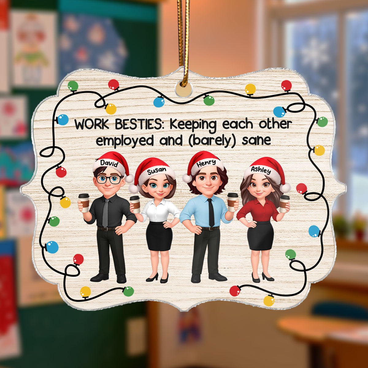 Work Besties Keeping Each Other Employed - Personalized Acrylic Ornament - Funny Gift For Work Besties, Colleagues