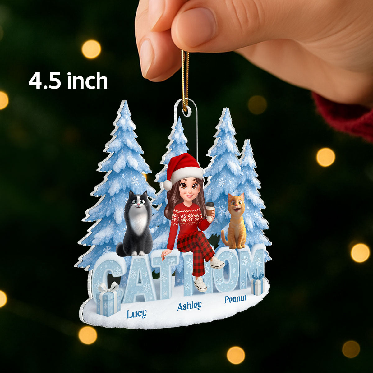 Dog Cat Mom - Personalized Acrylic Ornament - Christmas Gift for Dog Mom