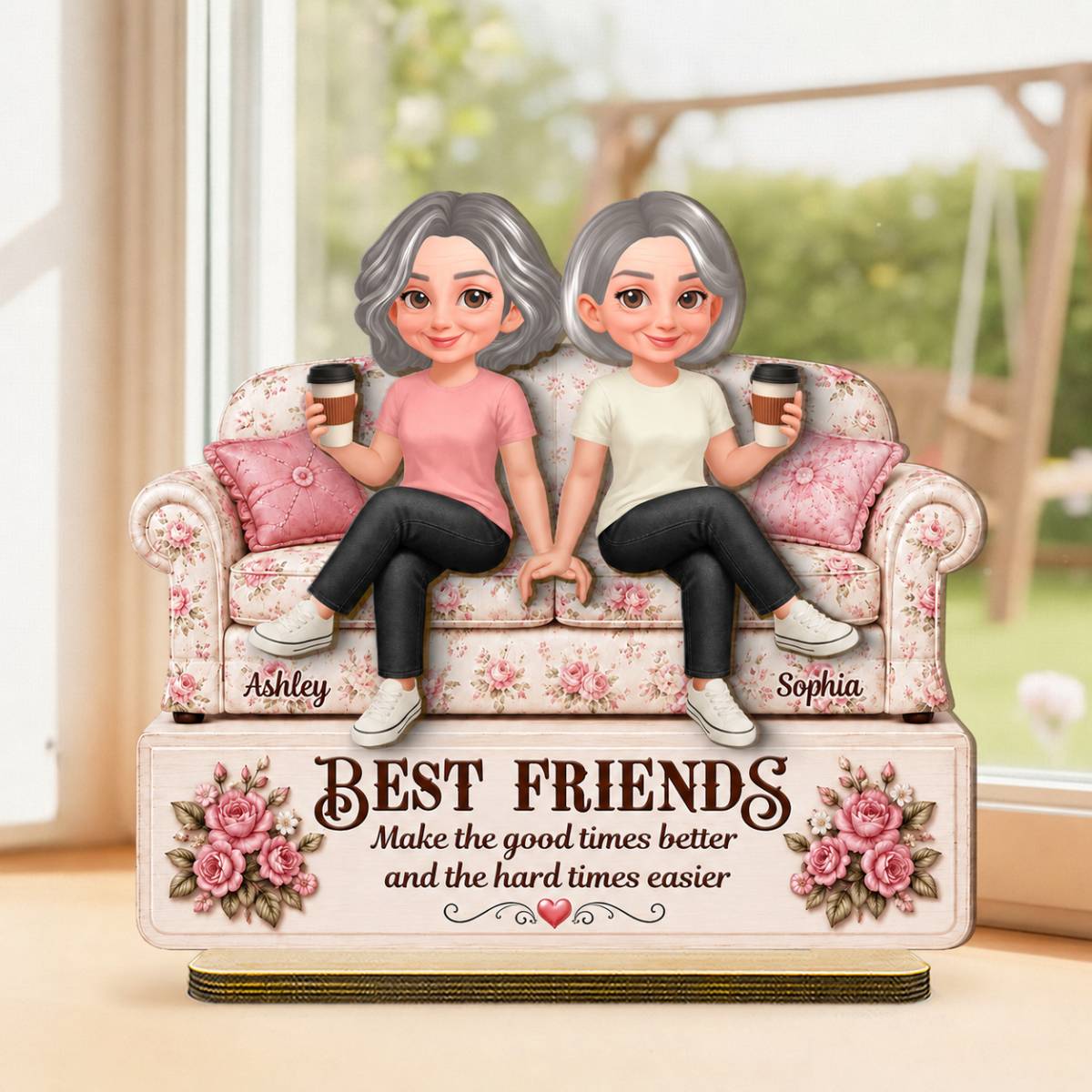 Besties Forever Best Memories Together - Personalized 2-Layered Wooden Plaque - Birthday Gift, Gift For Best Friends