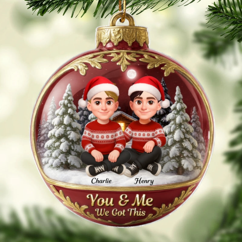 3D Effect Snow Globe Couple Together - Personalized Acrylic Ornament - Christmas Gift for him, Gift for her