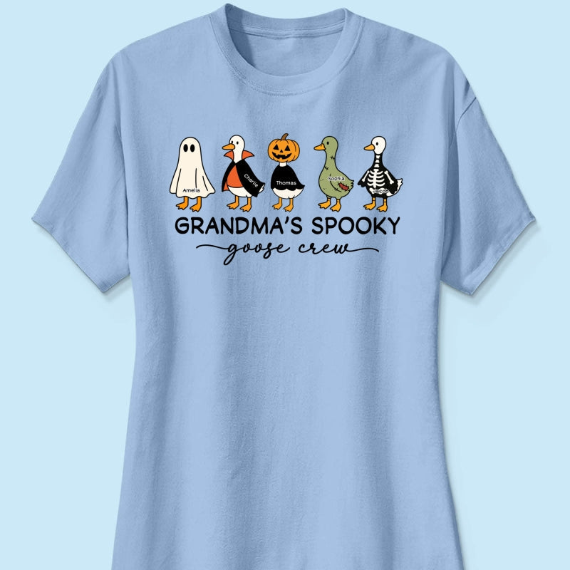 Grandma's Little Goose Crew - Personalized Shirt - Halloween Gift For Grandma, Grandkids