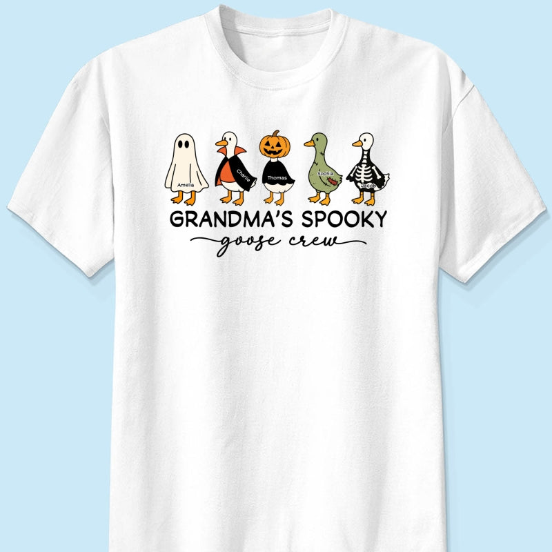 Grandma's Little Goose Crew - Personalized Shirt - Halloween Gift For Grandma, Grandkids