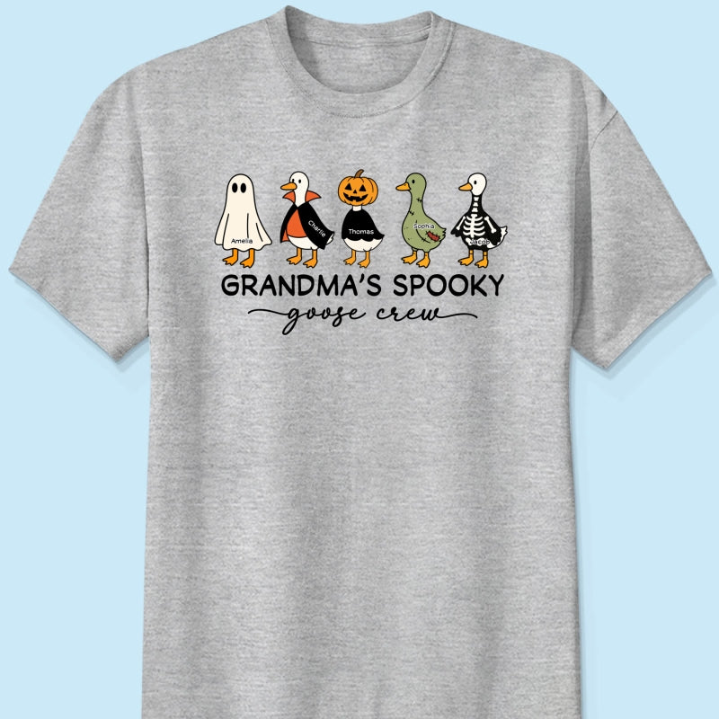 Grandma's Little Goose Crew - Personalized Shirt - Halloween Gift For Grandma, Grandkids