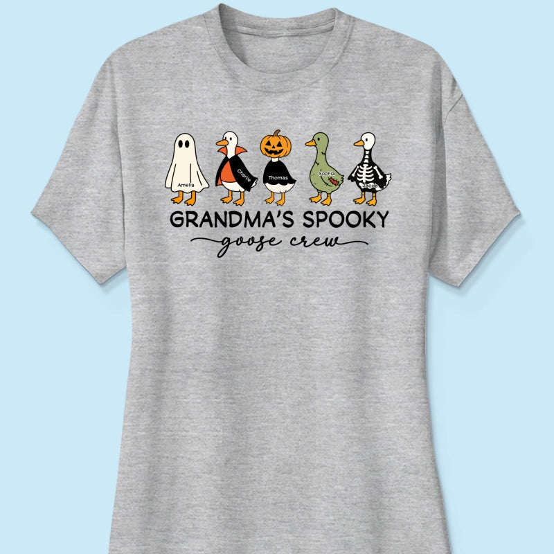 Grandma's Little Goose Crew - Personalized Shirt - Halloween Gift For Grandma, Grandkids