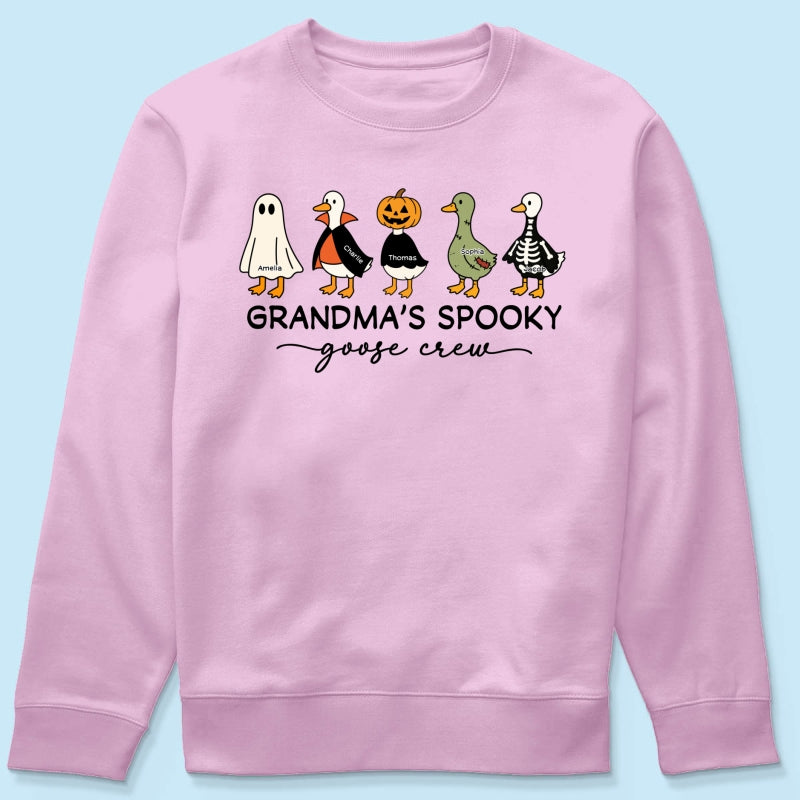 Grandma's Little Goose Crew - Personalized Shirt - Halloween Gift For Grandma, Grandkids