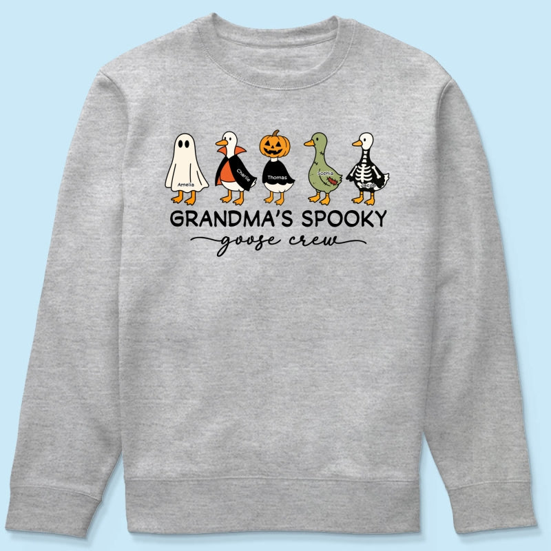 Grandma's Little Goose Crew - Personalized Shirt - Halloween Gift For Grandma, Grandkids