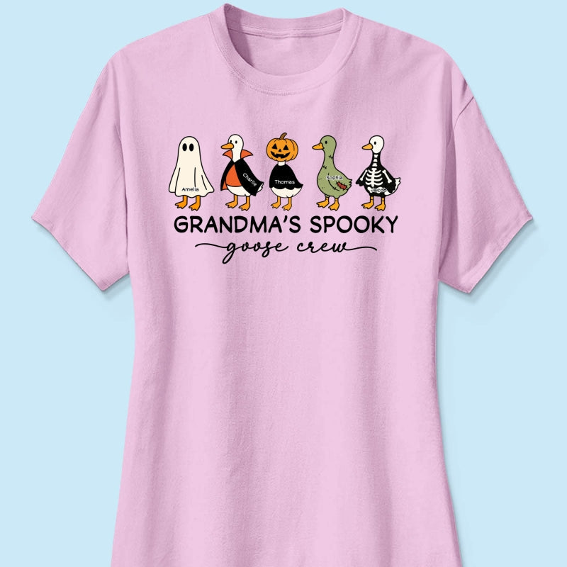 Grandma's Little Goose Crew - Personalized Shirt - Halloween Gift For Grandma, Grandkids