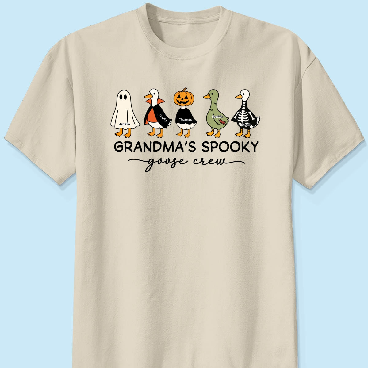 Grandma's Little Goose Crew - Personalized Shirt - Halloween Gift For Grandma, Grandkids