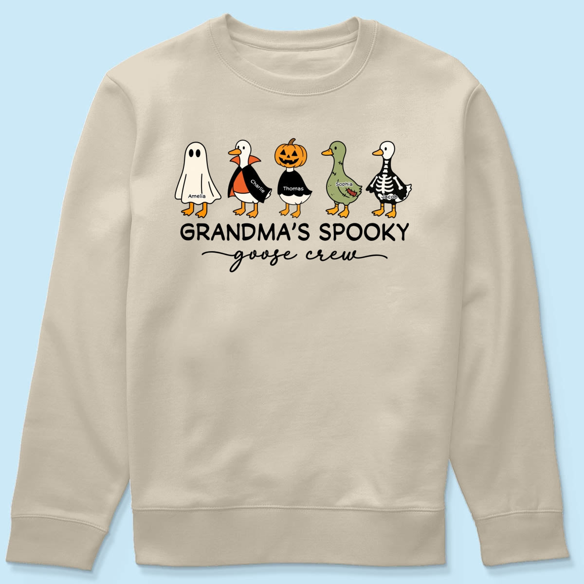 Grandma's Little Goose Crew - Personalized Shirt - Halloween Gift For Grandma, Grandkids