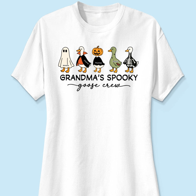 Grandma's Little Goose Crew - Personalized Shirt - Halloween Gift For Grandma, Grandkids