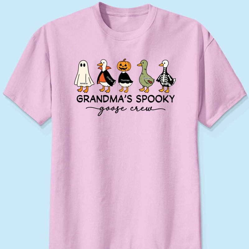 Grandma's Little Goose Crew - Personalized Shirt - Halloween Gift For Grandma, Grandkids