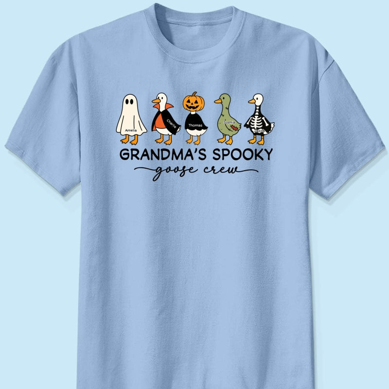Grandma's Little Goose Crew - Personalized Shirt - Halloween Gift For Grandma, Grandkids