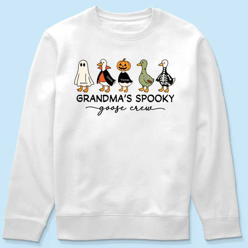 Grandma's Little Goose Crew - Personalized Shirt - Halloween Gift For Grandma, Grandkids