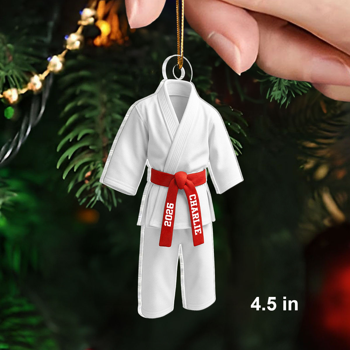 3D Effect Karate Uniform Martial Arts - Personalized Acrylic Ornament - Unique Christmas Gift For Son, Daughter, Grandson, Granddaughter
