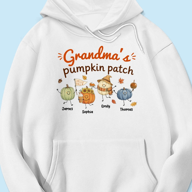 Grandma's Pumpkin Patch Cute Characters - Personalized Shirt - Fall Season Shirt For Grandma, Mom