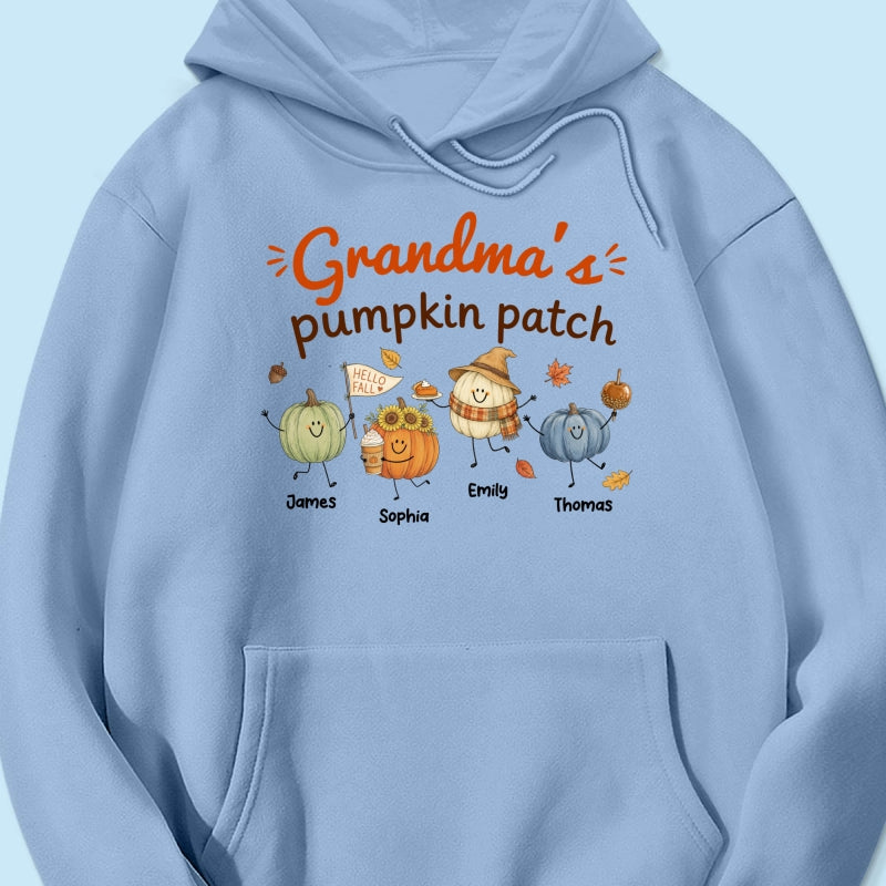 Grandma's Pumpkin Patch Cute Characters - Personalized Shirt - Fall Season Shirt For Grandma, Mom