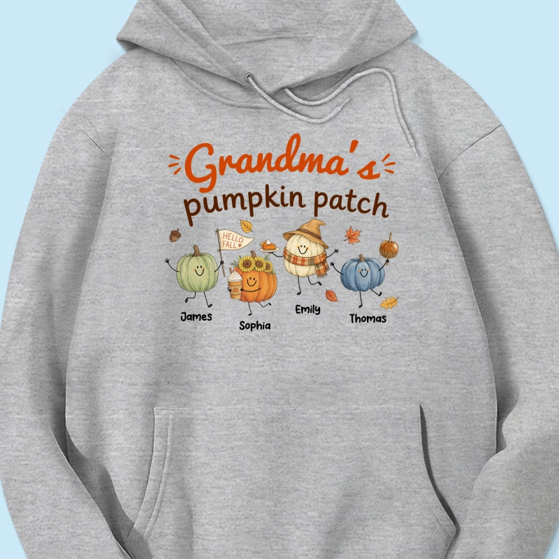 Grandma's Pumpkin Patch Cute Characters - Personalized Shirt - Fall Season Shirt For Grandma, Mom