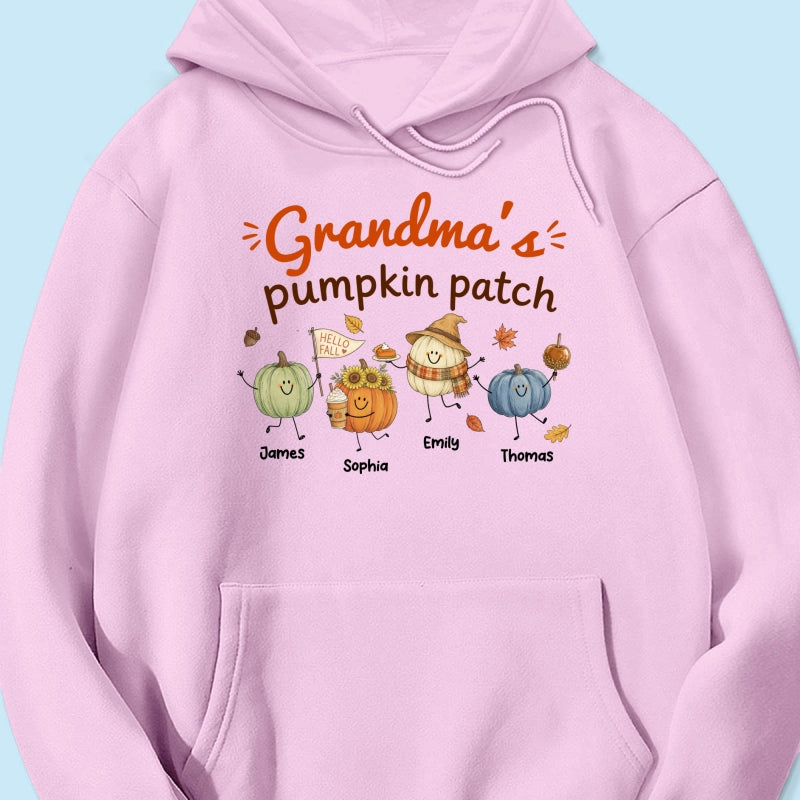 Grandma's Pumpkin Patch Cute Characters - Personalized Shirt - Fall Season Shirt For Grandma, Mom