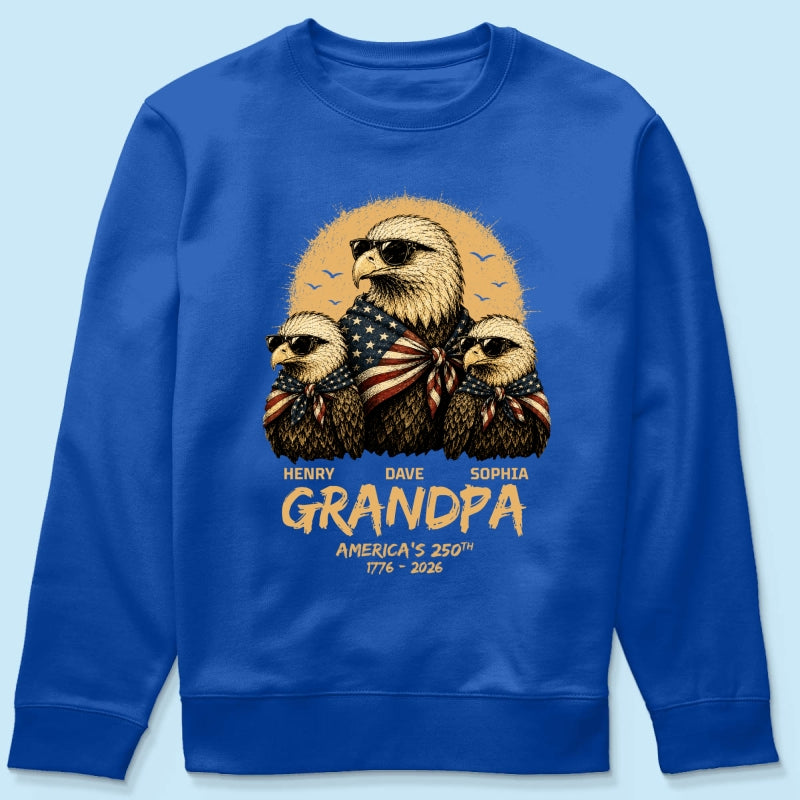 Retro Yellow Vintage Dad Grandpa Eagle America 250th Anniversary - Personalized Shirt - Father's Day Gift For Dad, Grandpa, Husband