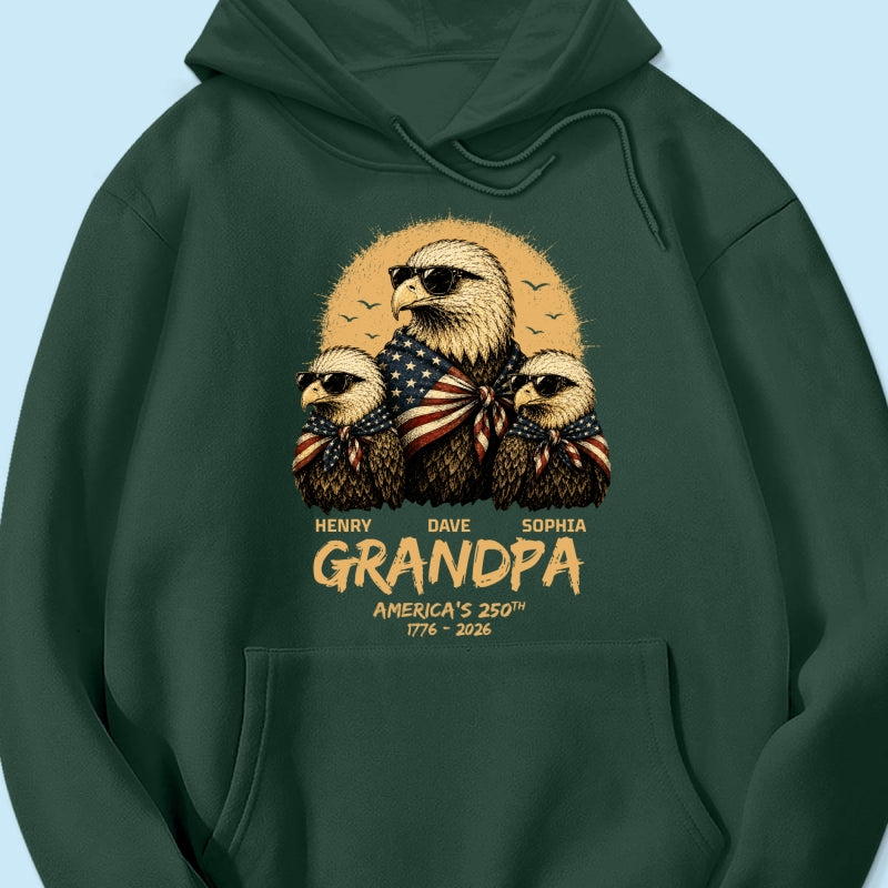 Retro Yellow Vintage Dad Grandpa Eagle America 250th Anniversary - Personalized Shirt - Father's Day Gift For Dad, Grandpa, Husband