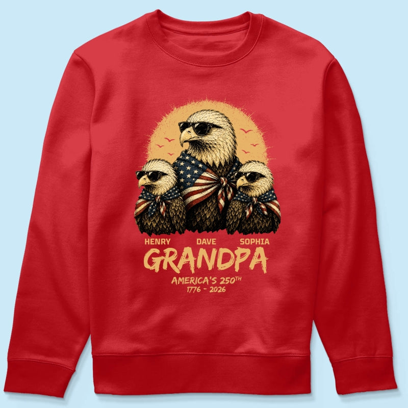 Retro Yellow Vintage Dad Grandpa Eagle America 250th Anniversary - Personalized Shirt - Father's Day Gift For Dad, Grandpa, Husband