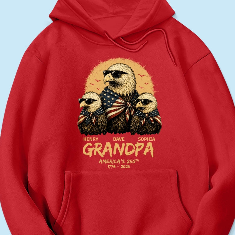 Retro Yellow Vintage Dad Grandpa Eagle America 250th Anniversary - Personalized Shirt - Father's Day Gift For Dad, Grandpa, Husband