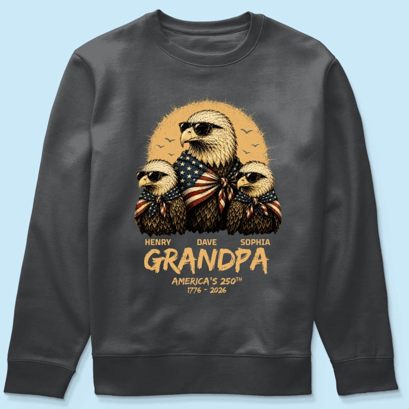Retro Yellow Vintage Dad Grandpa Eagle America 250th Anniversary - Personalized Shirt - Father's Day Gift For Dad, Grandpa, Husband