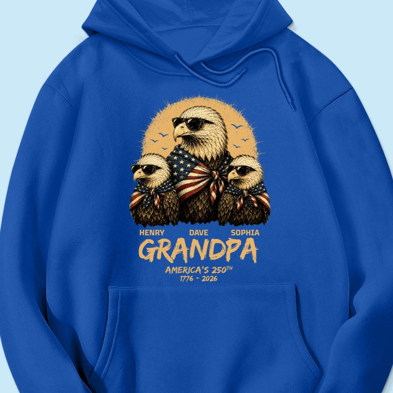 Retro Yellow Vintage Dad Grandpa Eagle America 250th Anniversary - Personalized Shirt - Father's Day Gift For Dad, Grandpa, Husband