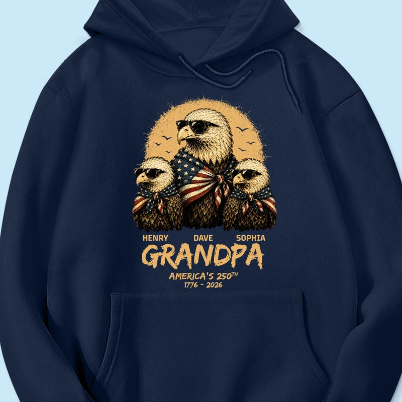 Retro Yellow Vintage Dad Grandpa Eagle America 250th Anniversary - Personalized Shirt - Father's Day Gift For Dad, Grandpa, Husband