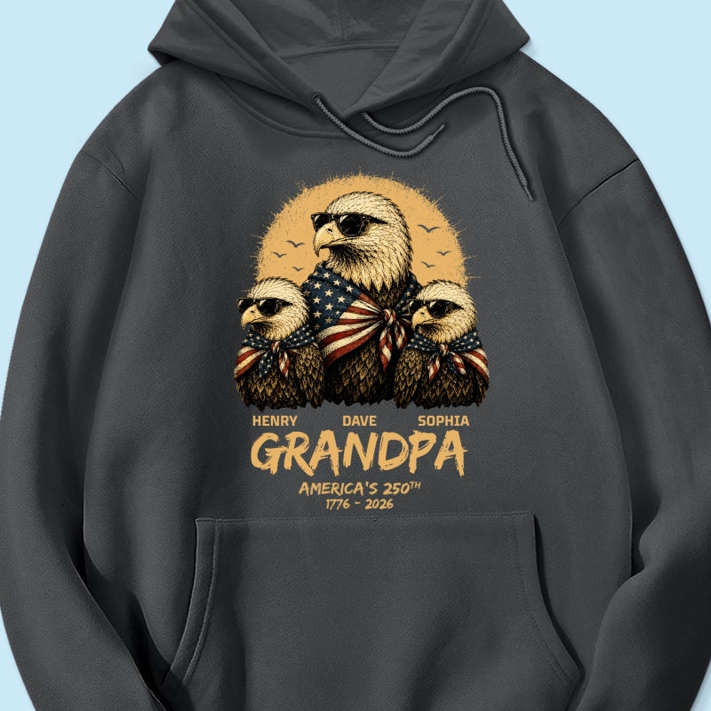 Retro Yellow Vintage Dad Grandpa Eagle America 250th Anniversary - Personalized Shirt - Father's Day Gift For Dad, Grandpa, Husband