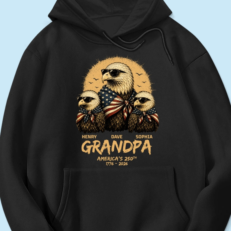 Retro Yellow Vintage Dad Grandpa Eagle America 250th Anniversary - Personalized Shirt - Father's Day Gift For Dad, Grandpa, Husband
