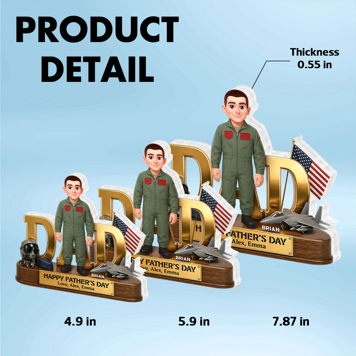 Proud American Air Force Dad You Are Our Hero - Personalized Acrylic Block Plaque -  Gift For Dad