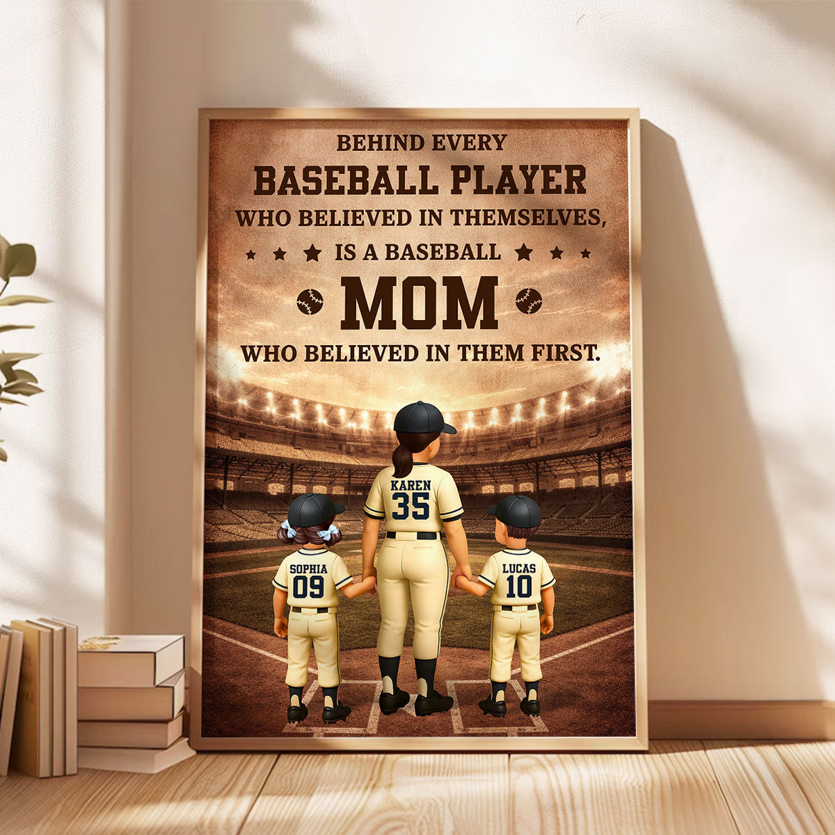 Behind Every Baseball Player is a Baseball Mom - Personalized Poster - Sentimental Mother's Day Gift for Mom, Wife