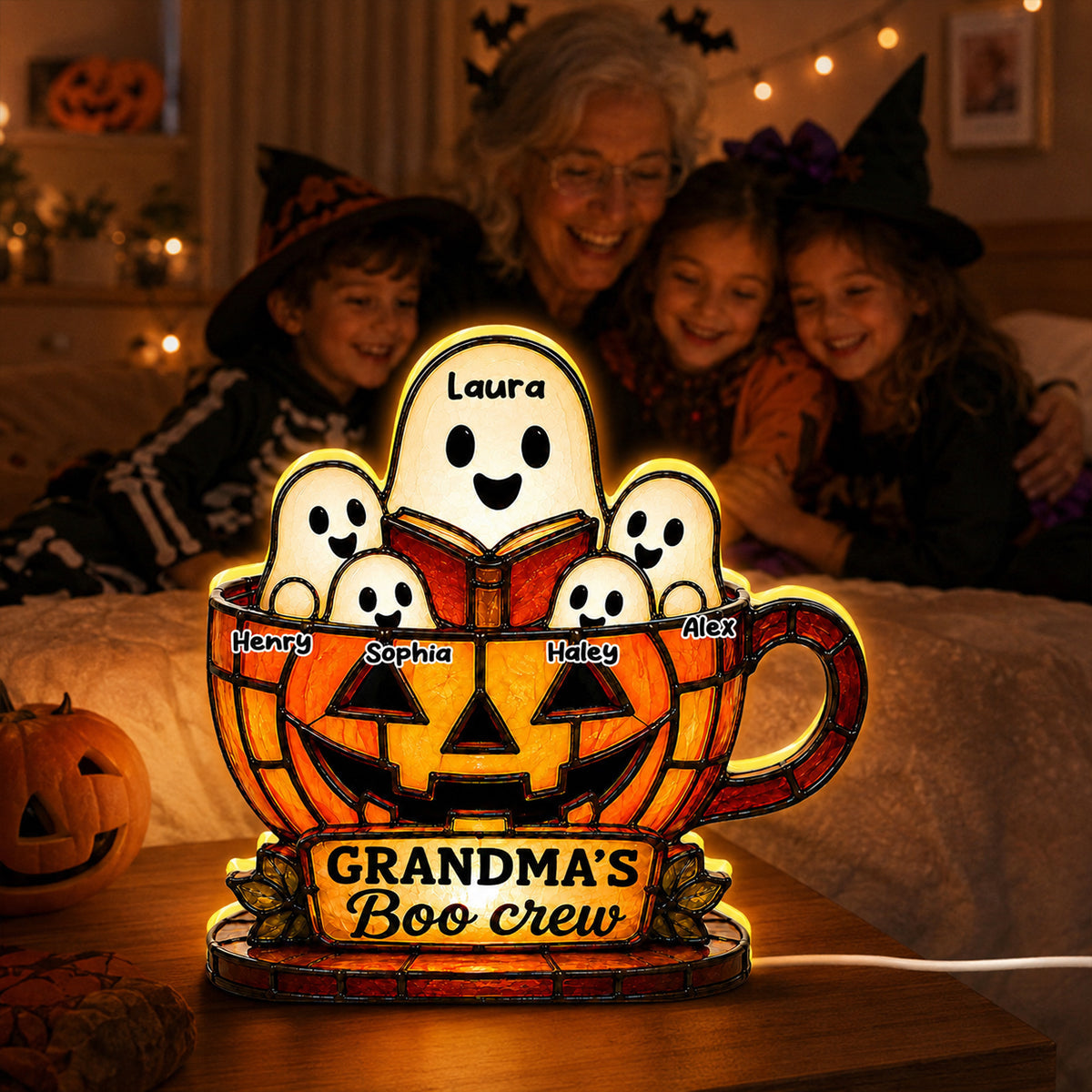 Grandma's Boo Crew - Personalized Light Box - Halloween Decor for Grandma