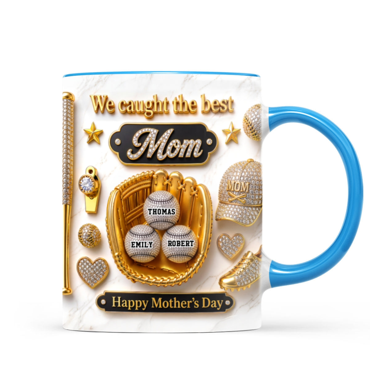 3D Effect Baseball We Caught The Best Mom - Personalized Mug - Mother's Day Gift For Mom, Wife
