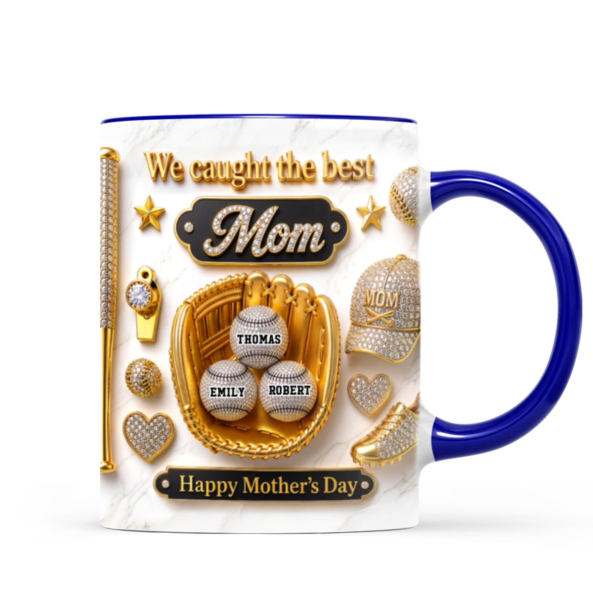 3D Effect Baseball We Caught The Best Mom - Personalized Mug - Mother's Day Gift For Mom, Wife
